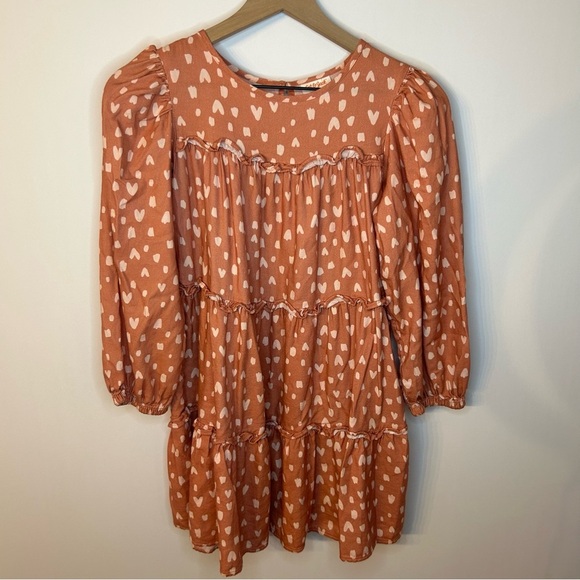 Cat & Jack Other - Cat & Jack Burnt Orange Ruffle Tier Girls Dress Size L (10/12), Long Sleeves